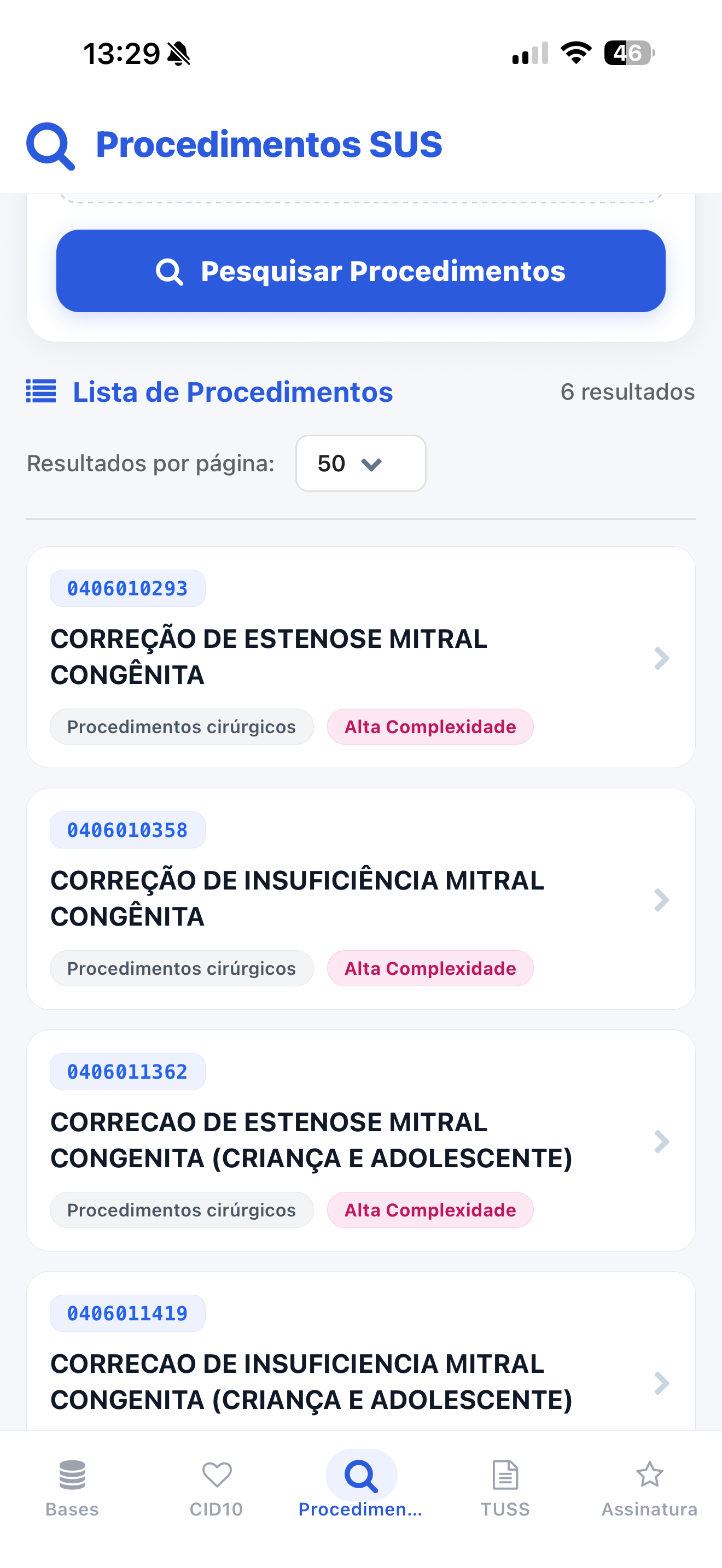 Tela de valores e OPME